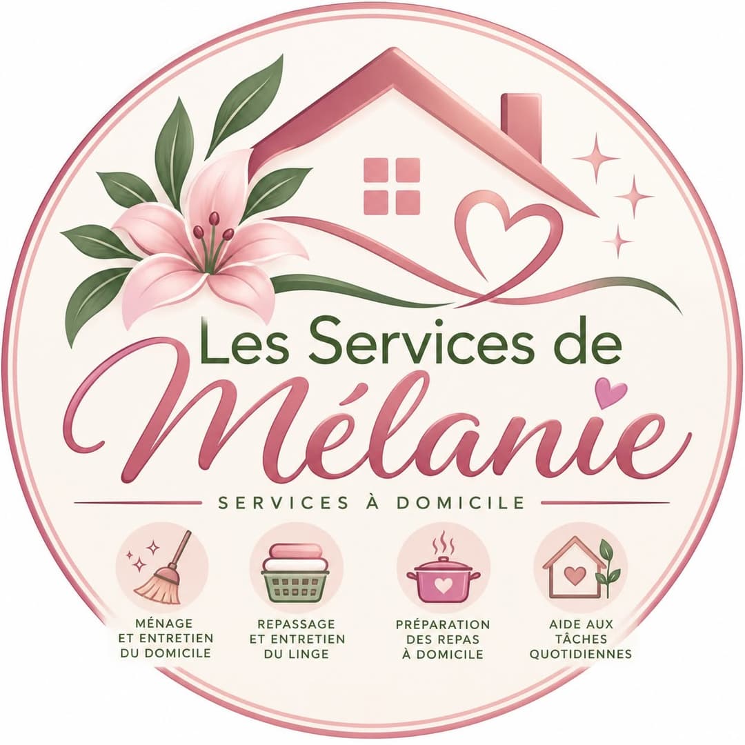 Logo Les Services de Mélanie : une maison, un cœur et un lys